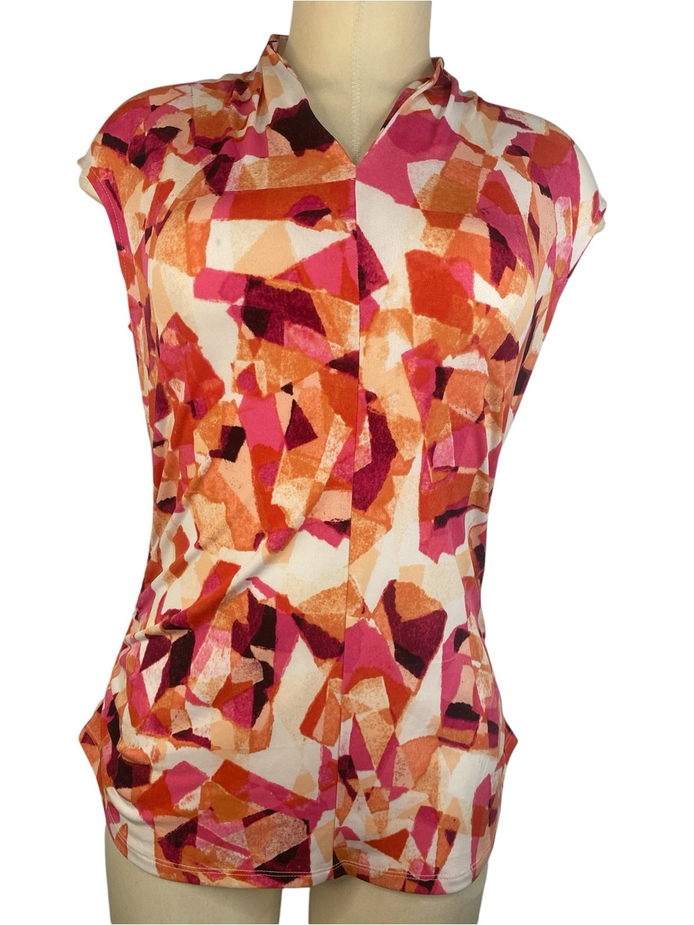 Apt. 9 Abstract Print Cap-Sleeve Top in Pink & Orange Women’s PM